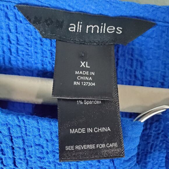 Ali Miles Womens Blue Bell Sleeve Asymmetrical Hem Cutout Tunic Top Size XL - Picture 3 of 7